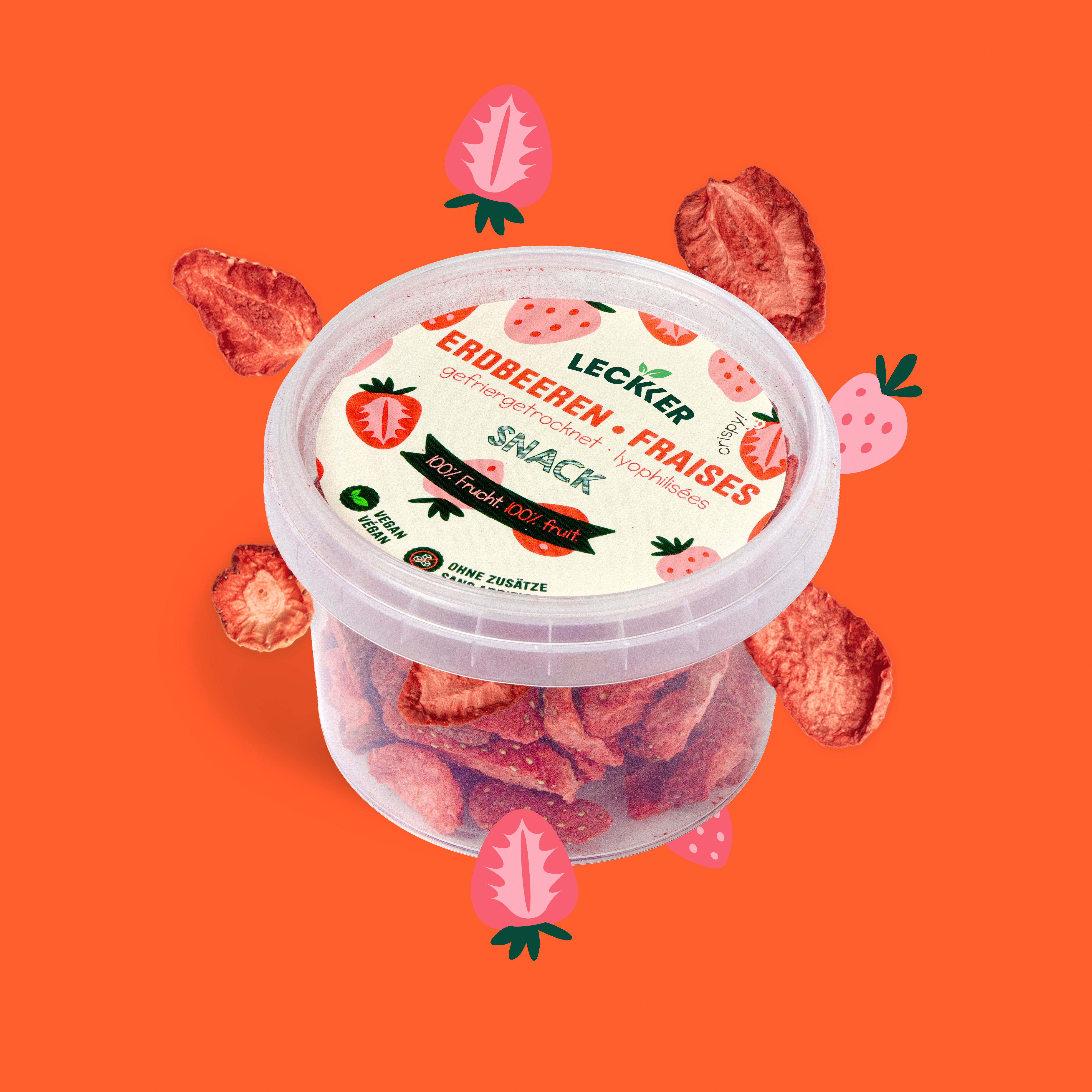 gefriergetrocknete Erdbeer Snack-Dose