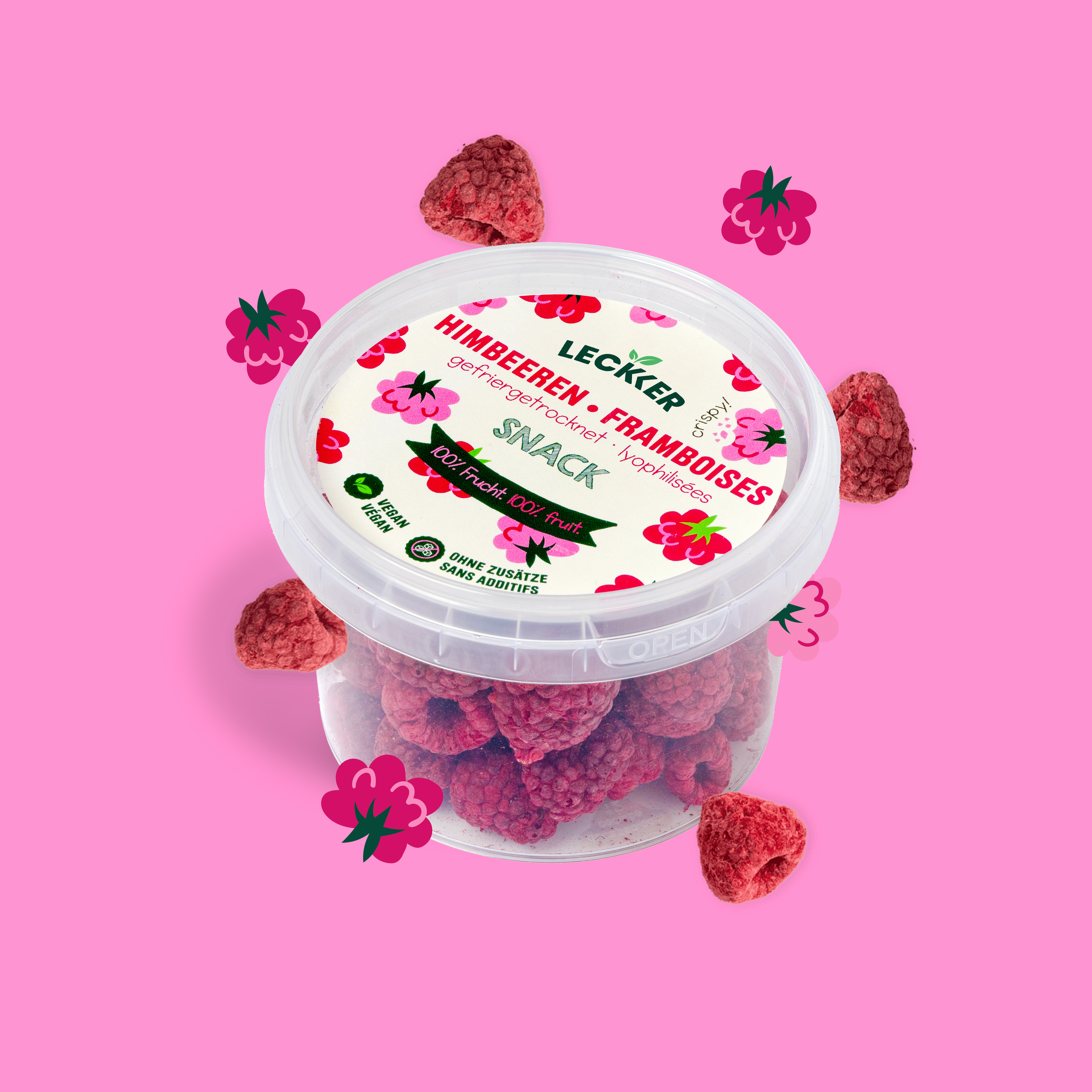 gefriergetrocknete Himbeere Snack-Dose