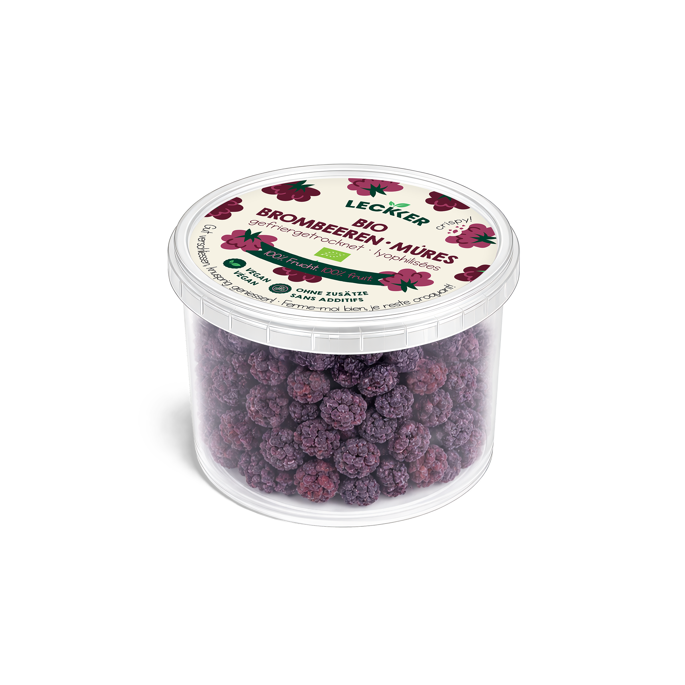 Brombeeren in einer Hand im Wald