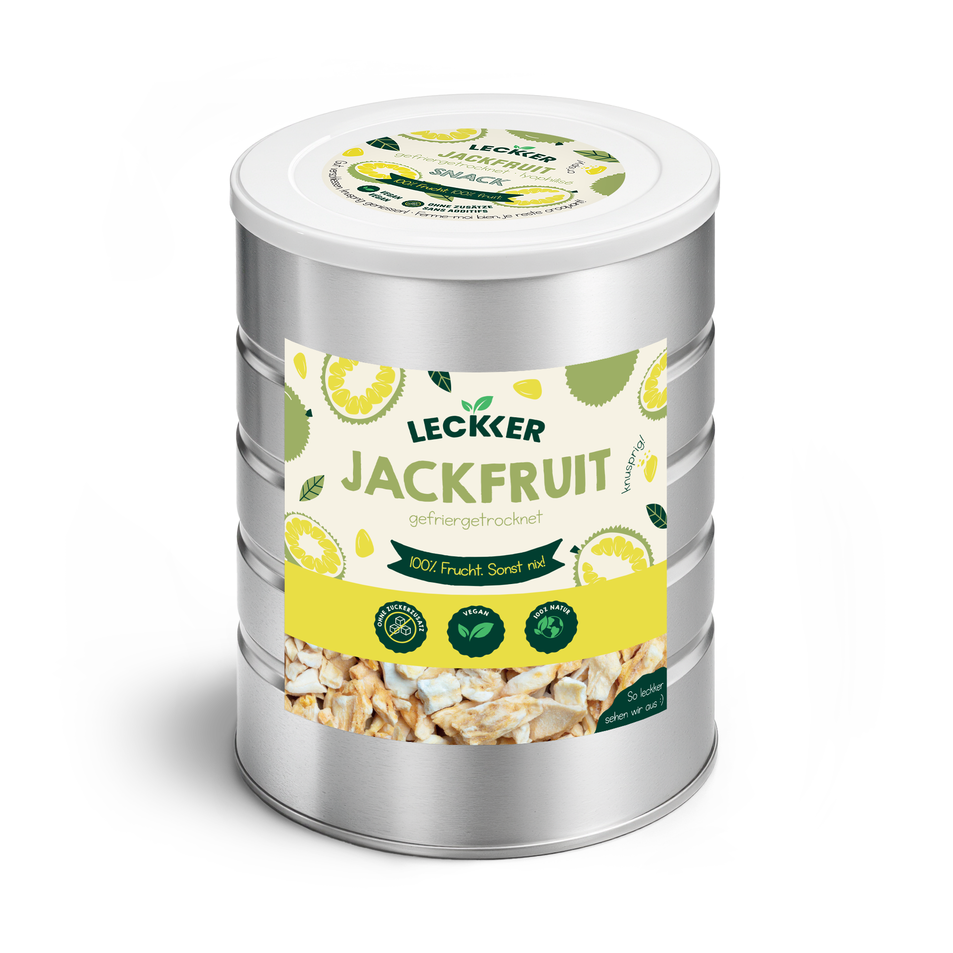 Gefriergetrocknete Jackfruit in Edelstahl Dose